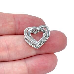 Vintage Triple Entwined Diamond Heart Pendant | Sterling Silver 925